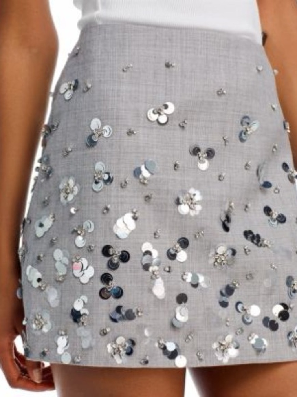 Embellished Gray Sequin Mini Dress